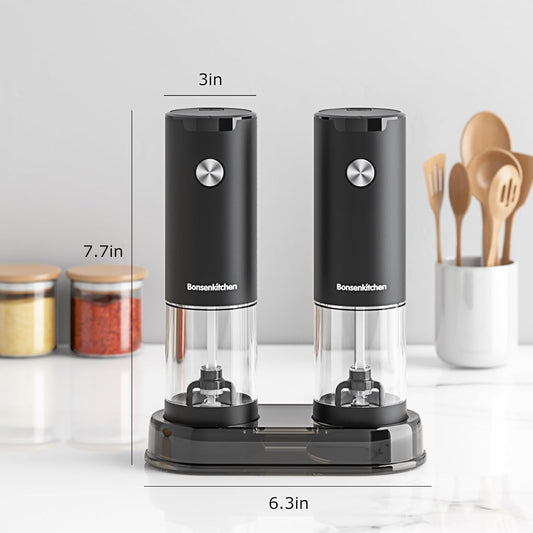 Electric Salt and Pepper Grinder Set, 2 Pack Automatic With LED lights