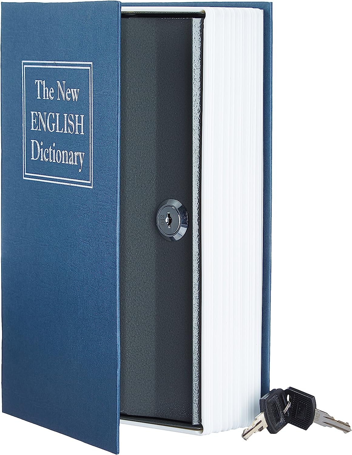 Book Safe- Key Lock, Large, Black, Blue